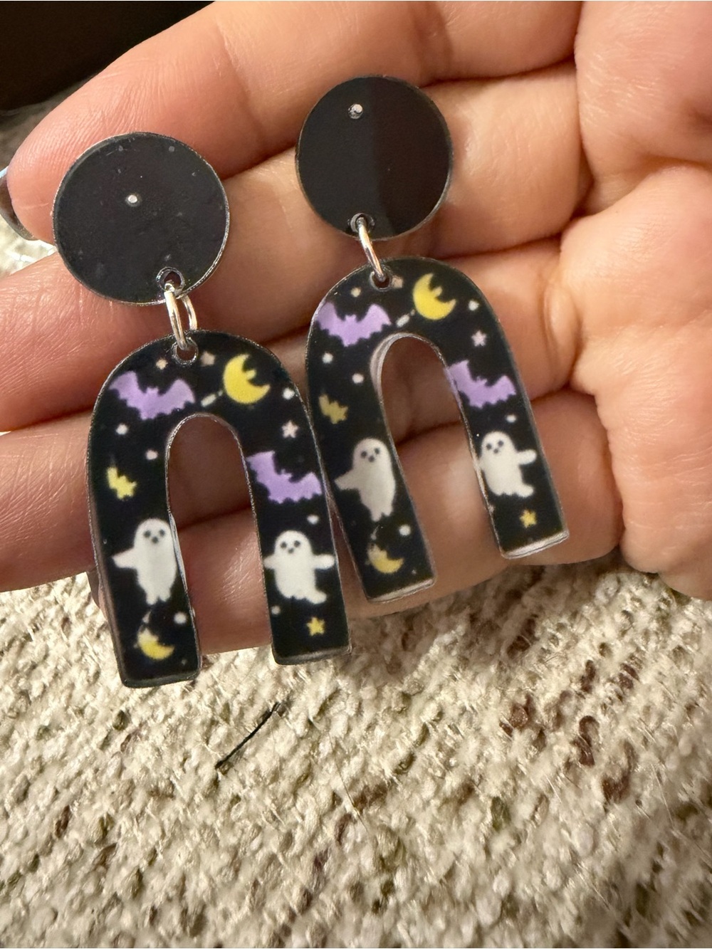 Halloween Ghost Arch Drop Earrings -black